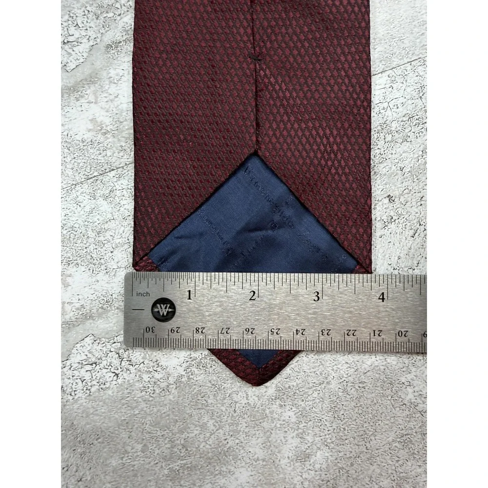 Ermenegildo Zegna Tie Mens OS Red 100% Silk Geometric Designer Necktie Italy